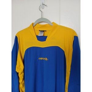 Vintage REUSCH Padded Goalkeeper Jersey Shirt Adult L Yellow Blue Long Sleeve